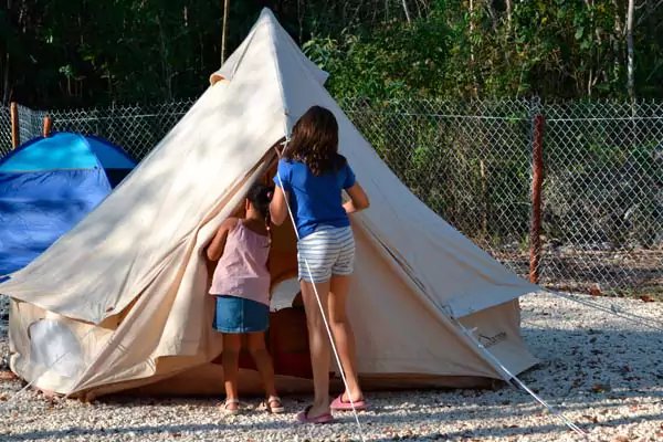 Camping tent area for children in Tulum