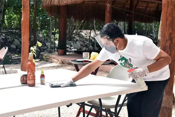 cleaning tables