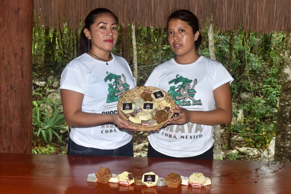 Womens showing natural cacao and honey soap