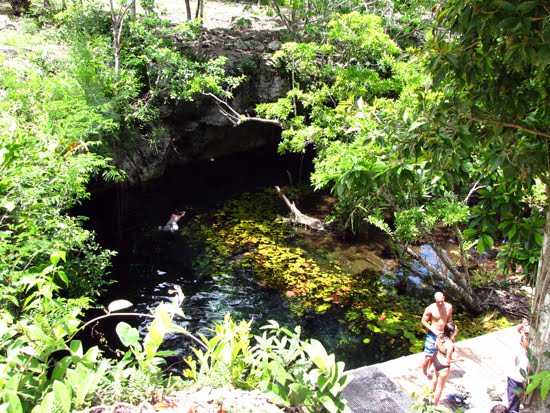 Top view of cenote in the jungle