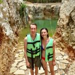 young couple tourist in the Koleeb cab cenote