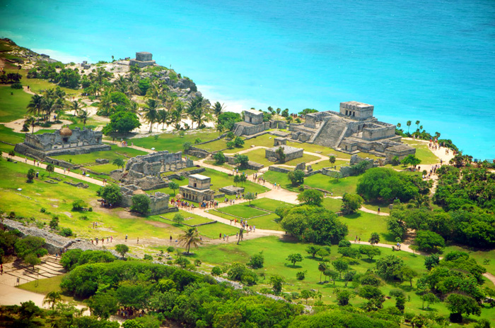 Aerial view of Tulum Pyramids