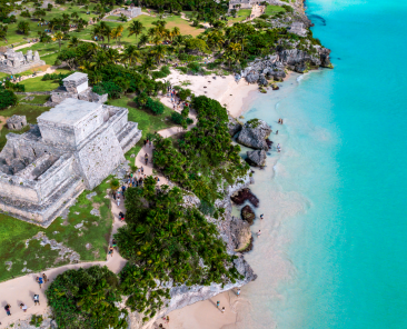 Tulum Pyramid aerial view