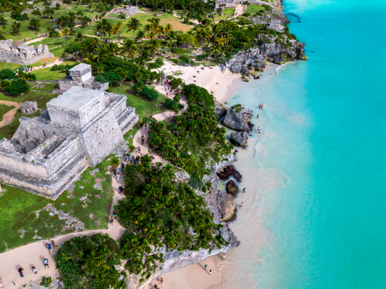 Tulum Pyramid aerial view