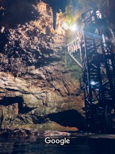 wooden platform inside a cenote