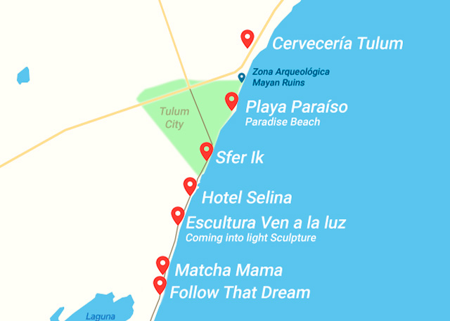 Tulum instagram spots selfie route map